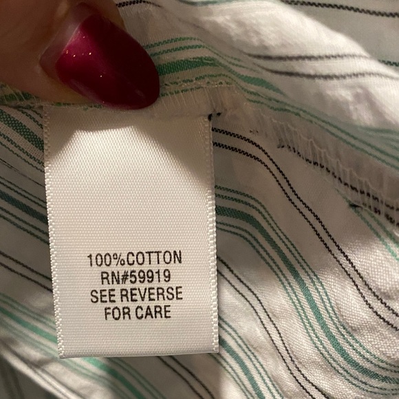 Croft & Barrow Mint Green Striped Button Down Shirt NWT Size L 100% Cotton - Picture 5 of 5